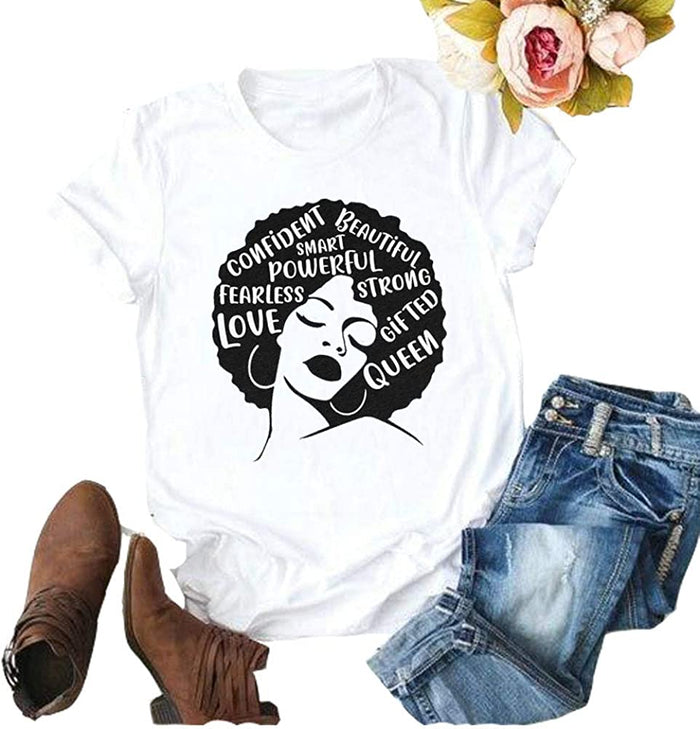 Afro Powerful Woman T-Shirt Strong Confident Queen T-Shirt