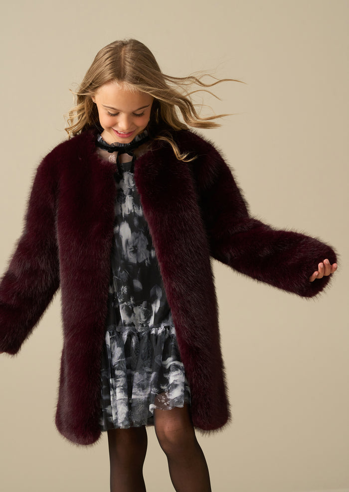 Allegra Burgundy Fur Coat
