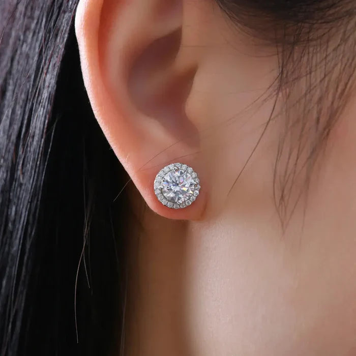Anna Zuckerman Hello Halo 2 Carat White Diamond Crystalline Stud Earrings