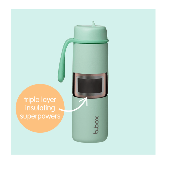 B.Box 690mL Insulated Flip Top Bottle - Sea Glass