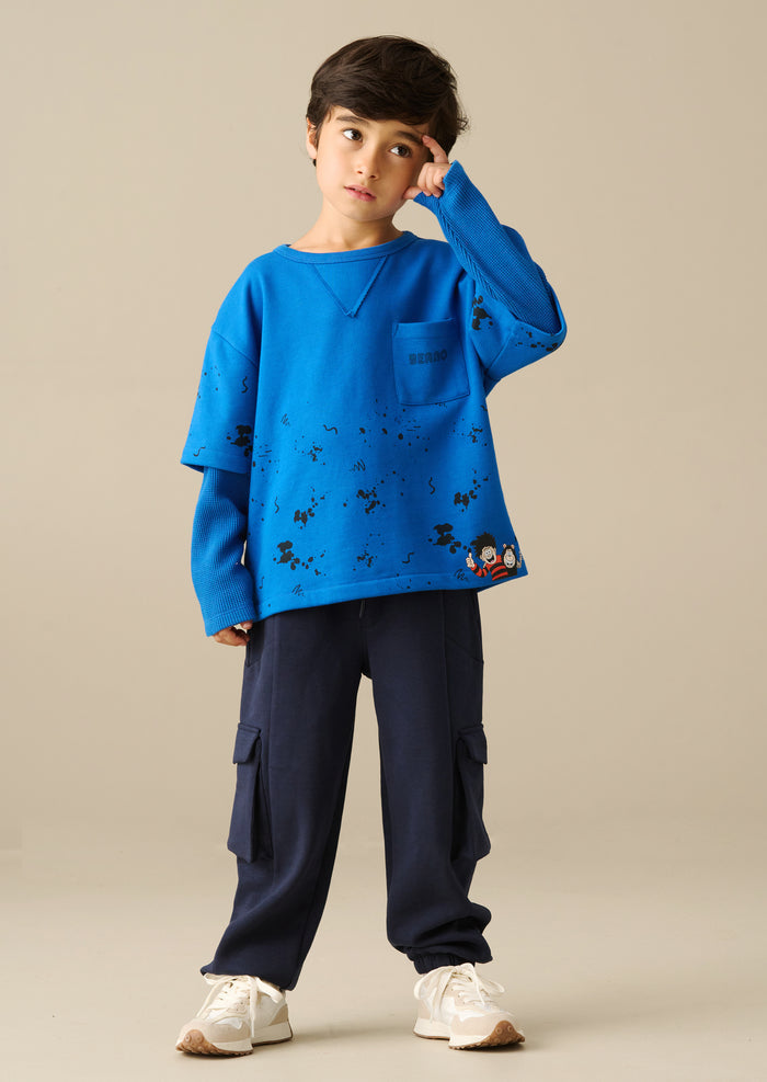 Beano Blue Double Layer Waffle T-Shirt
