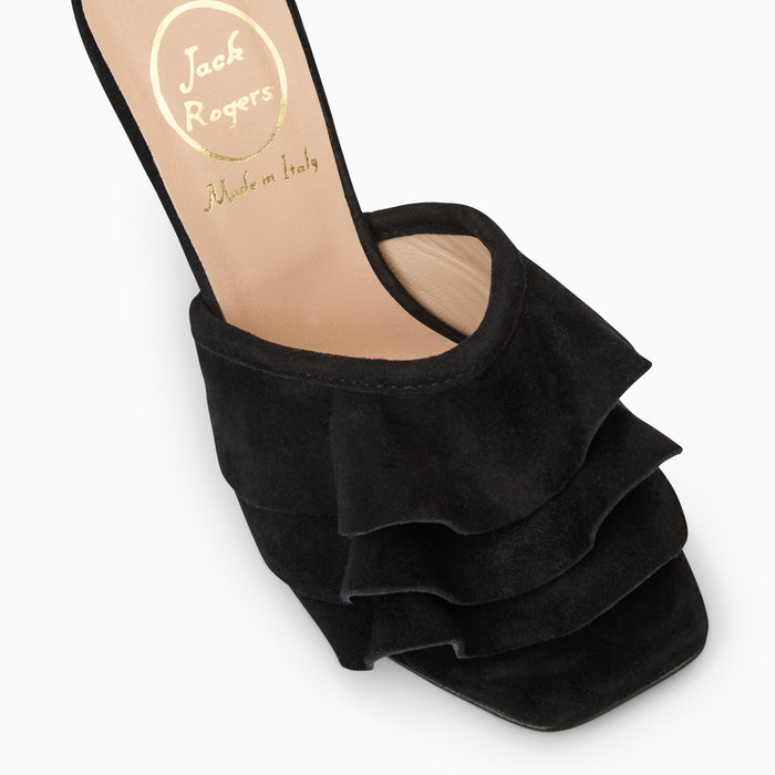 Beatrice Ruffle Italian Suede Heel