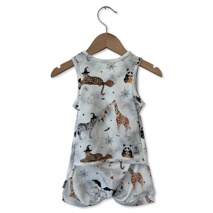 Boo At The Zoo Sleeveless Shorty Romper Luxe Edition | Cotton Bamboo Blend