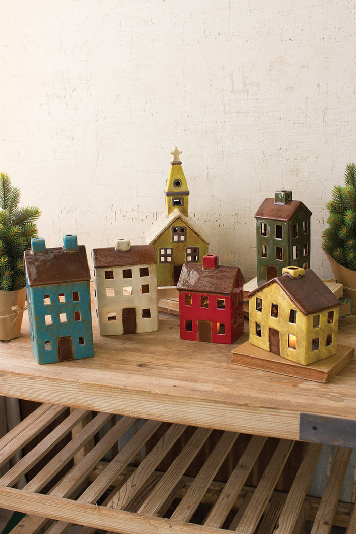 Ceramic Village Luminary - Yellow House