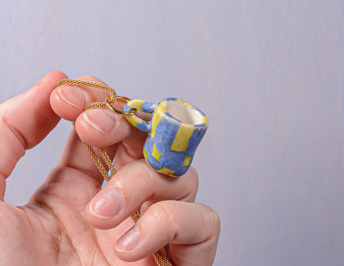 Checkerboard Mug Necklace #1