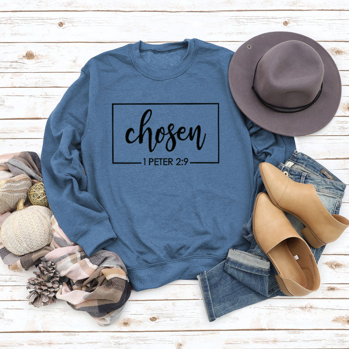 Blue sweater (black font) / S