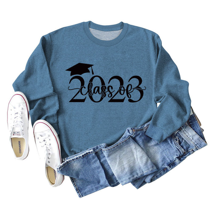 Blue sweater (black font) / S