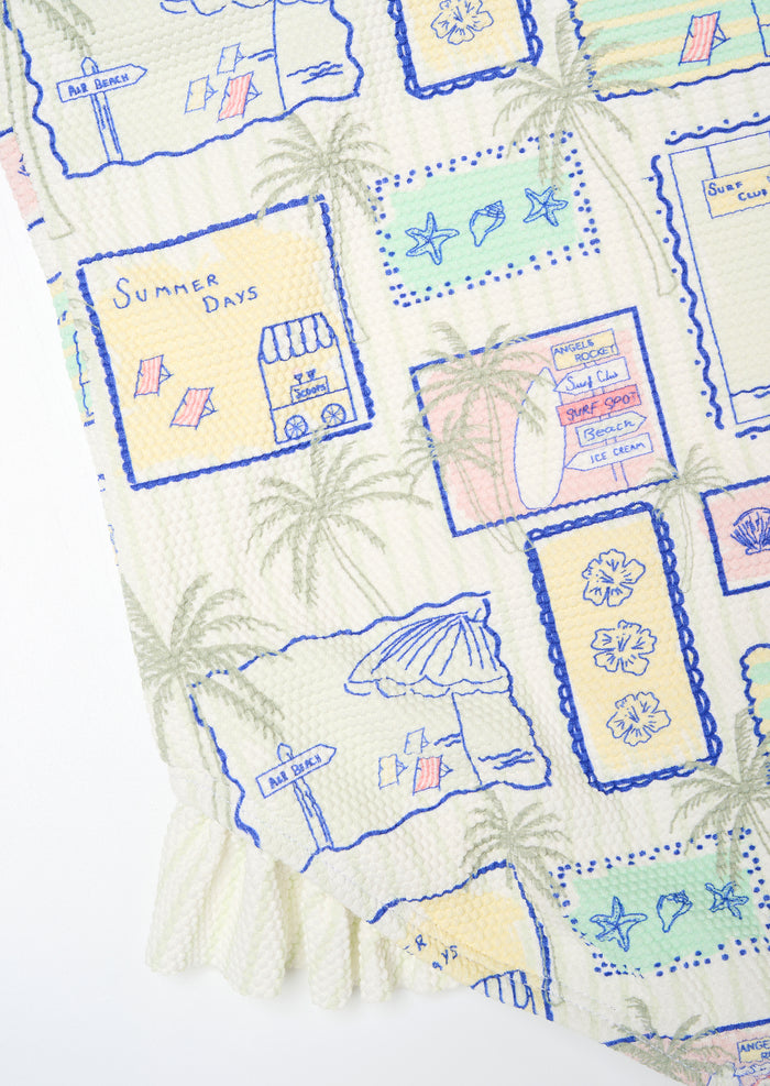 Emmie Postcard Print Frill Detail Swimsuit