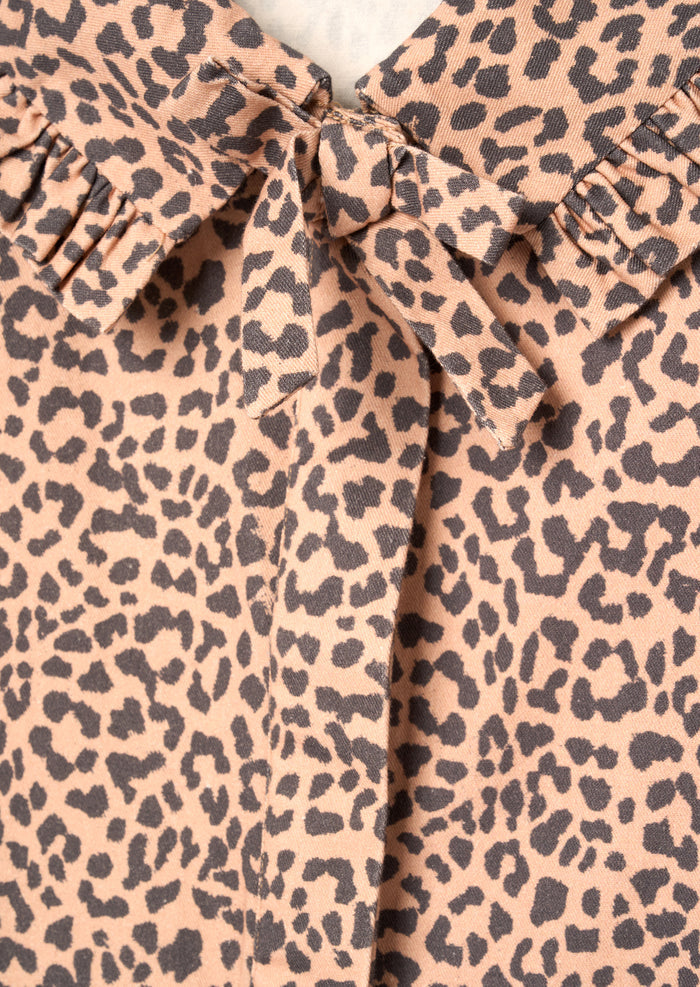 Erika Leopard Collared Tie Blouse