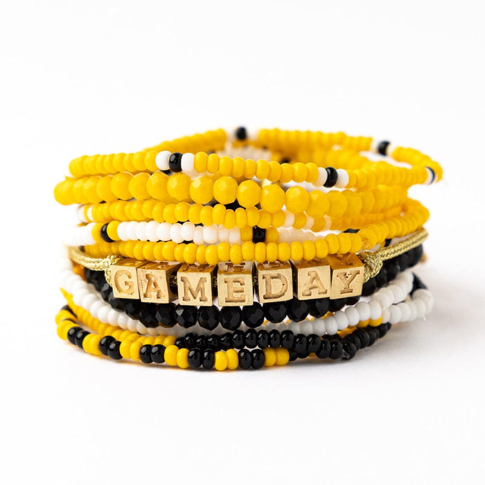 Game Day 11-Strand Bracelet Set Black + Yellow Stack