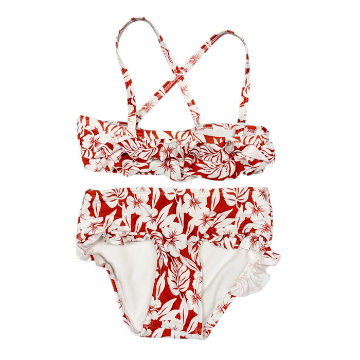 GB Girls | Red and White Floral 2-Piece Swim Suit | 2t