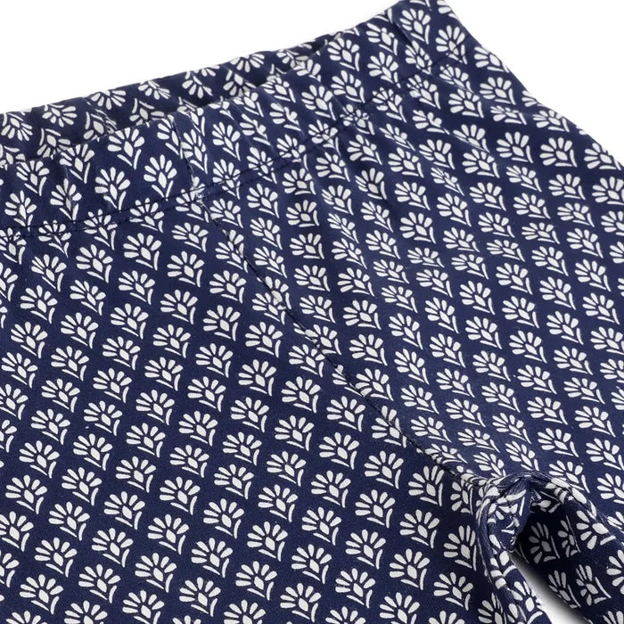 Girls Blue Printed Trousers
