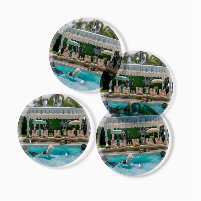 Glass Coaster-Pool Dogs