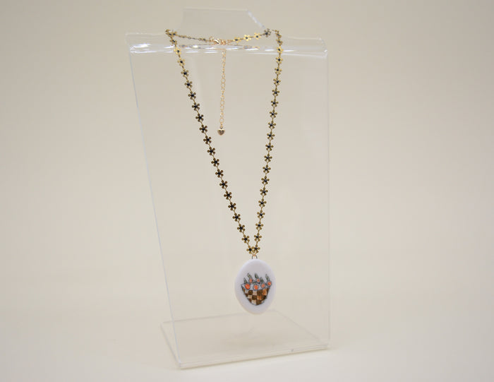 Gold Bowl of Oranges Necklace
