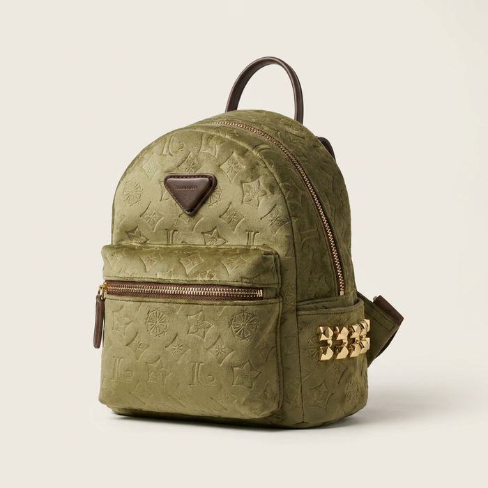 Green Velvet Embossed Mini Backpack Canada | Parcel Theory