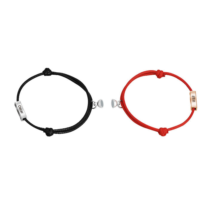 Handmade Rope Braided Couples Magnetic Bracelet, Adjustable Bracelet, Love Bracelet For Men Women