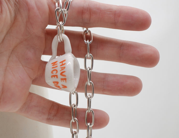 Have a Nice Day Mug Necklace - Orange