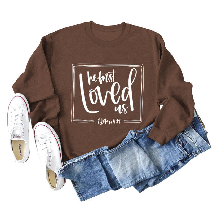 Brown sweater (white font) / S