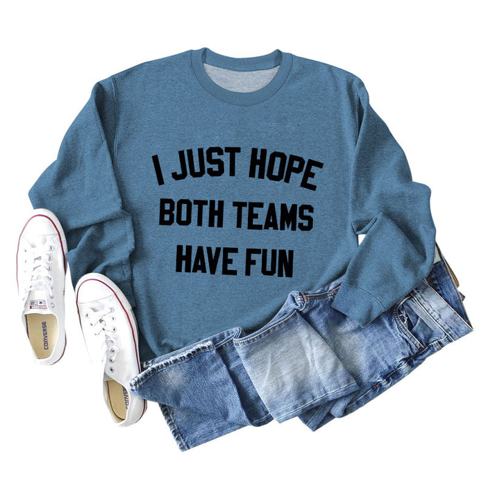 Blue sweater (black font) / S