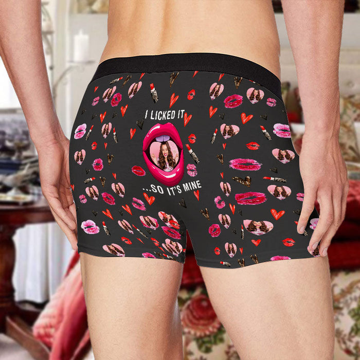 I Licked It So It's Mine - Personalized Photo Men's Boxer Briefs - Valentine's Day Gift For Boyfriend, Husband