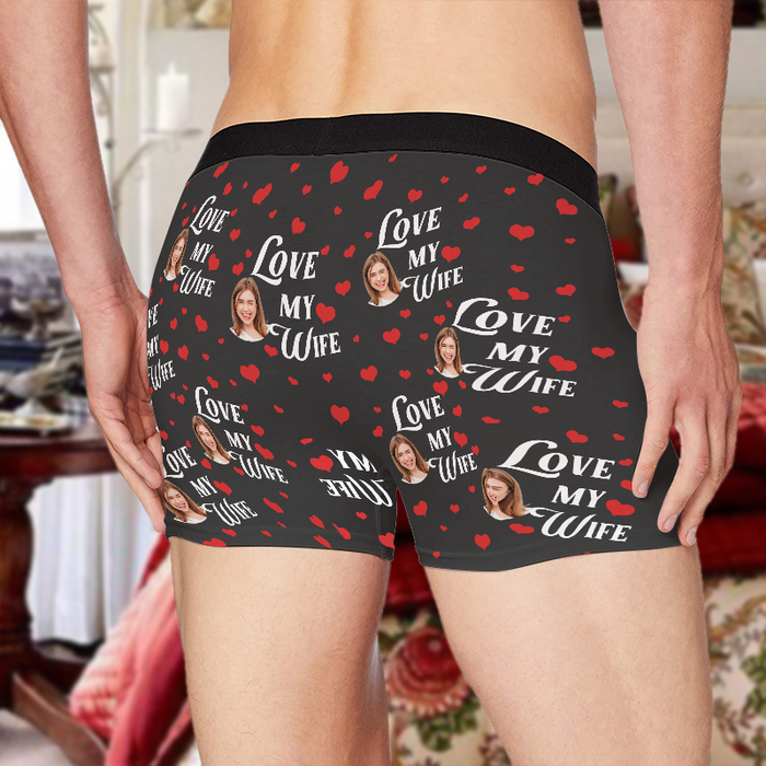 I Love My Wife - Personalized Customized Man's Boxer Briefs - Gift For Husband Boyfriend - Valentines Day Gift