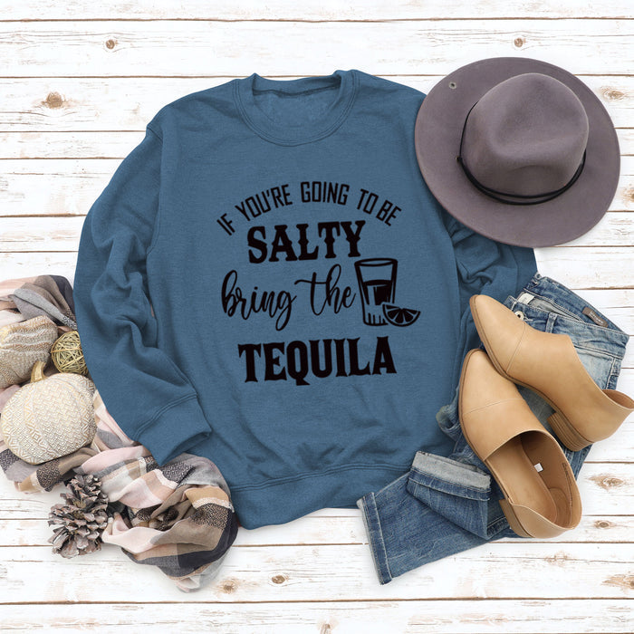Blue sweater (black font) / S