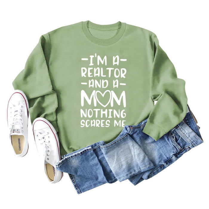 Olive sweater (white font) / S