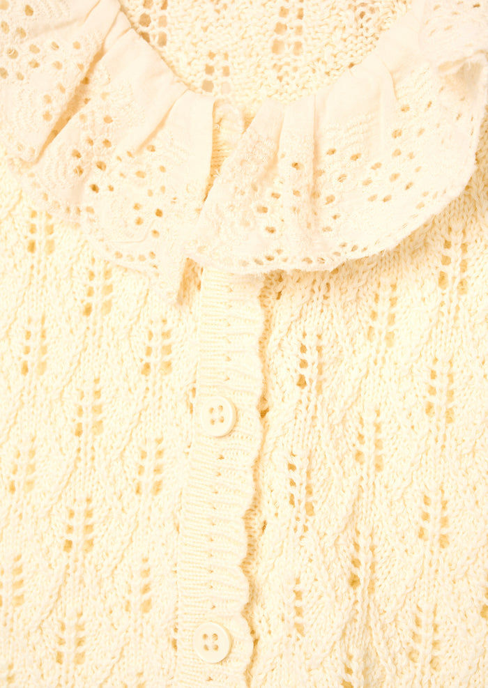 Indie Lace Collar Crochet Knit Cardi