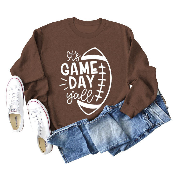 Coffee colored sweater (white font) / S