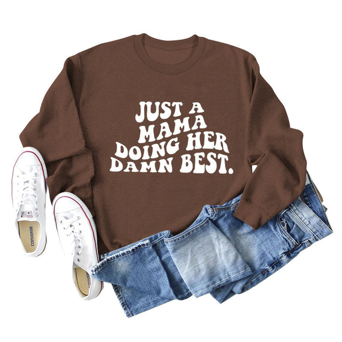 Coffee colored sweater (white font) / S