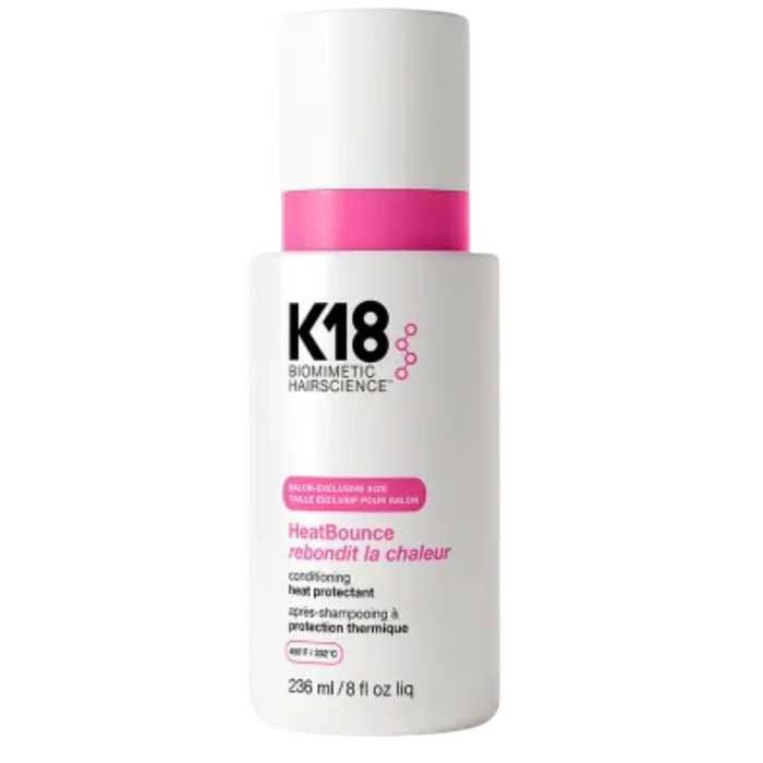 K18 HeatBounce hair product bottle on a white background