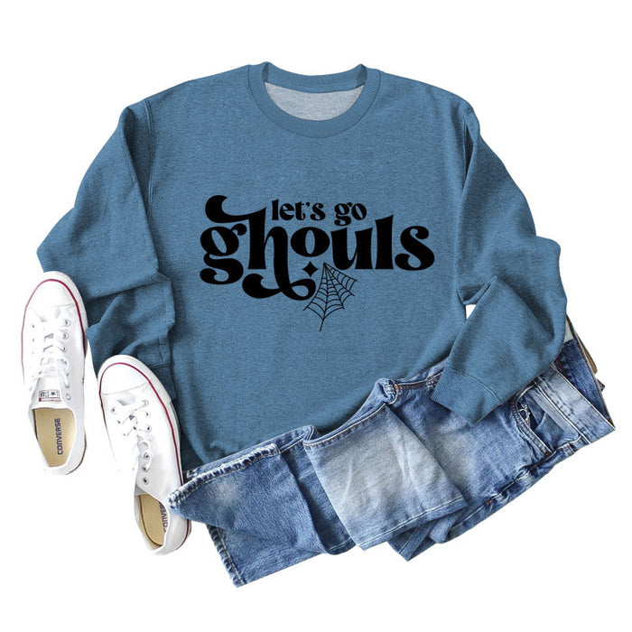 Blue sweater (black font) / S