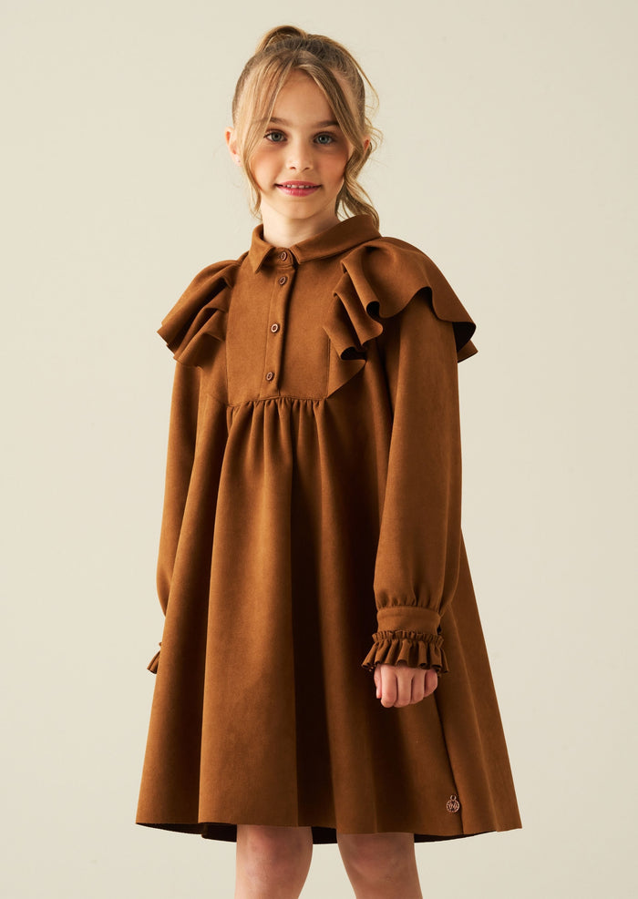 Macie Suedette Cape Collar Shirt Dress