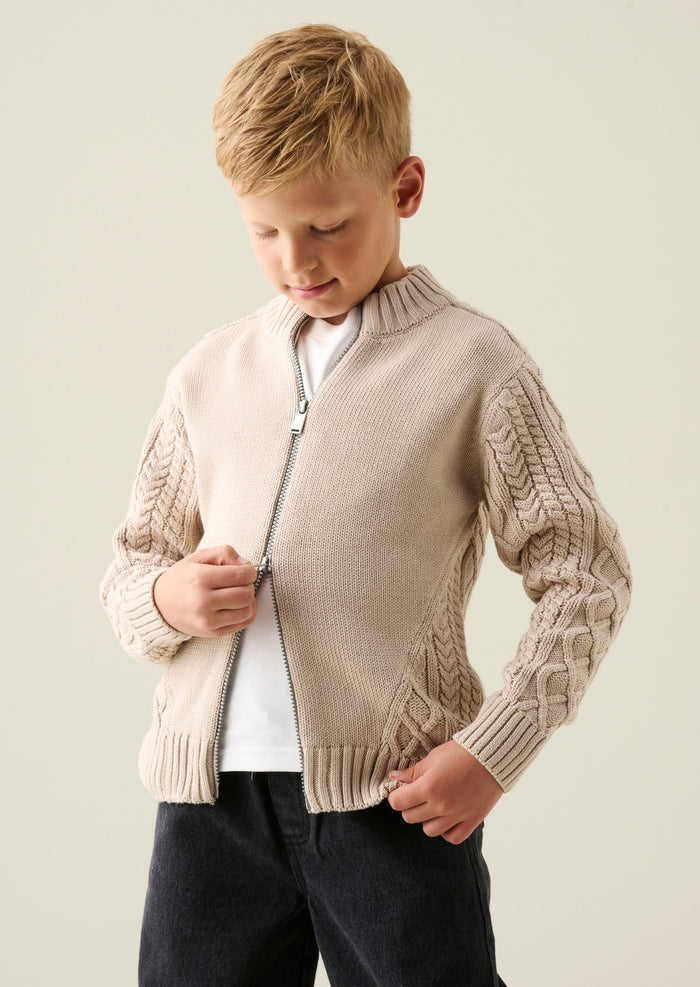 Max Zip Through Contrast Panel Knit