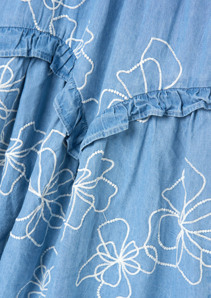 Maya Embroidered Denim Dress