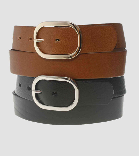 MEDIKE LEATHER NICKEL BUCKLE BELT