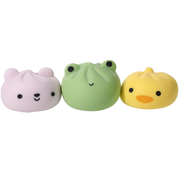 Mini Dumplin Palz squishy dumpling toy with cute face and round shape.