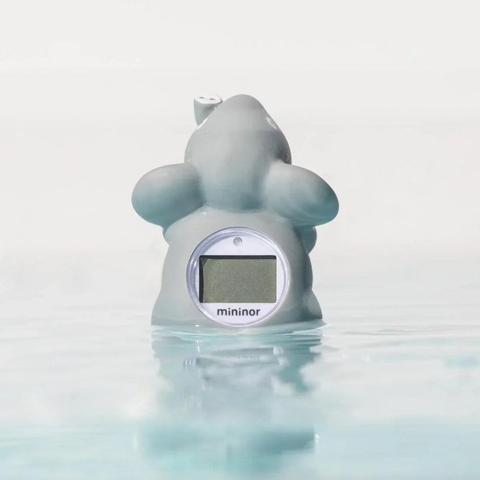 Gray elephant-shaped Mininor Bath Thermometer perfect for toshi baby romper baths