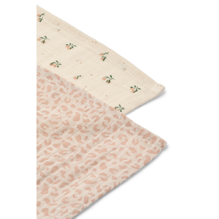 Liewood - Muslin Cloths - Set of 2 - Organic Cotton - Lewis - Mini Leo/Mini Peach Mix - Details