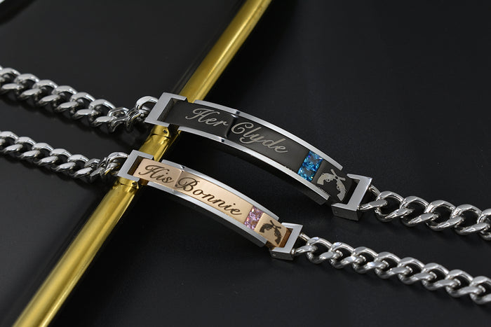 NEHZUS Couples Bracelets His and Hers Stainless Steel Matching Set Bracelet for Anniversary