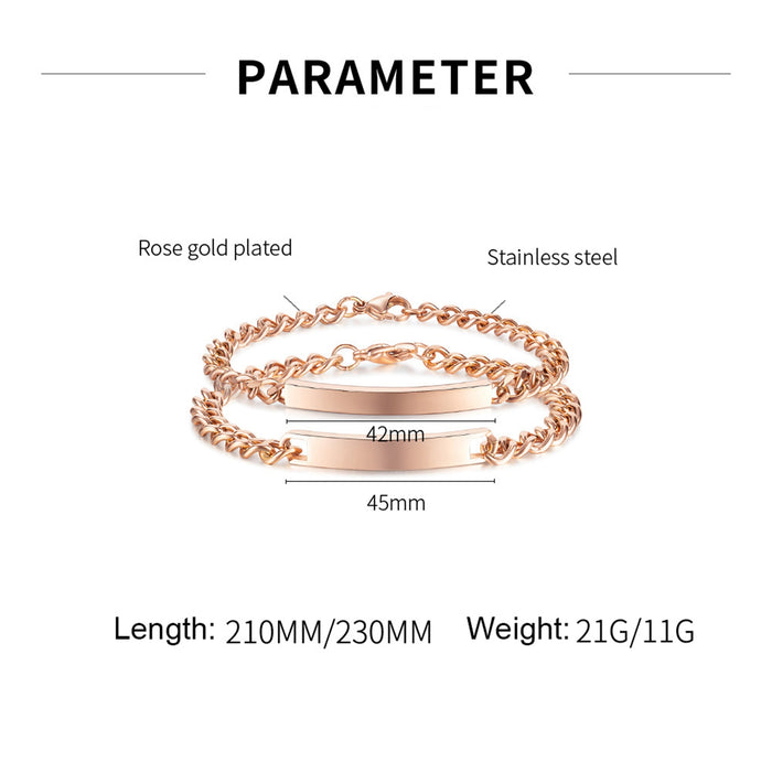 NEHZUS Couples Customize Bracelets Stainless Steel Personalize Jewelry Gift Ideas