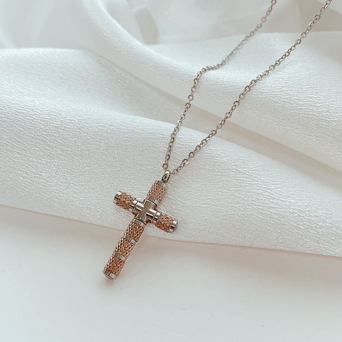 NEHZUS Vintage Titanium Steel Cross Necklace for Men Netflix Fashionable Sweater Necklace GIFT for Boyfriend