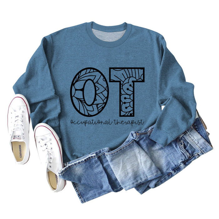 Blue sweater (black font) / S