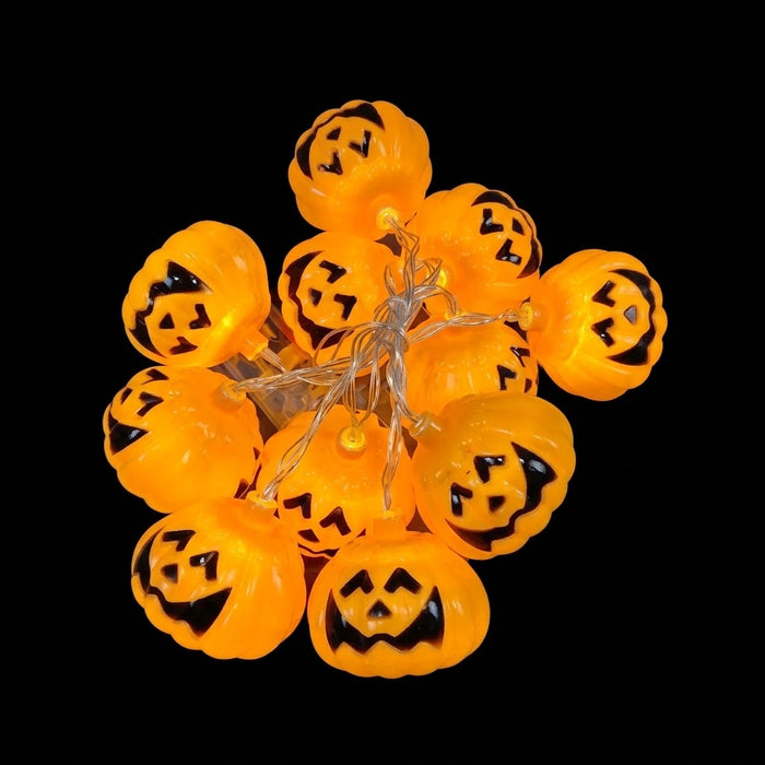 PartyRite 65" Halloween LED Pumpkin String Lights, 10 Jack-o'-Lanterns, USB Powered, Wholesale