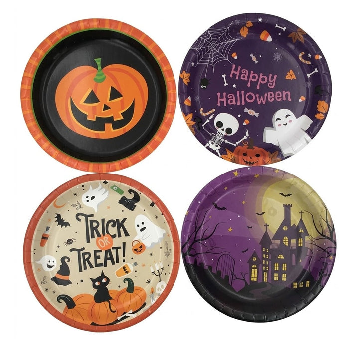 PartyRite 9" Halloween Paper Lunch Plates, Assorted Festive Designs, 8 Count, Wholesale