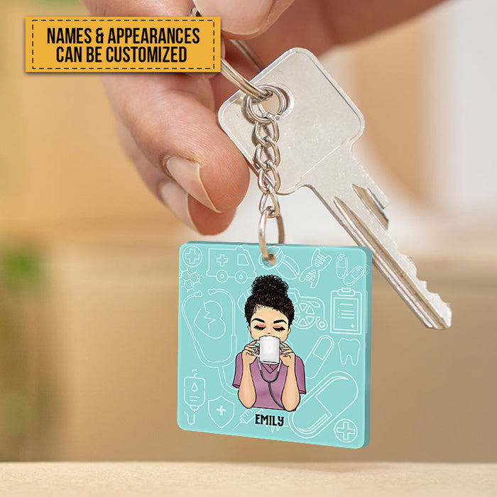 Personalized Keychain Nurse Nutrition Facts Nurse - Gift For Nurse - Custom Keychain Memorial Gifts