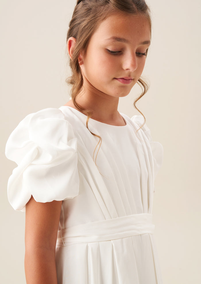 Portia Ivory Pleated Bodice Dress