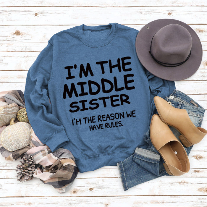 Blue sweater (black font) / S