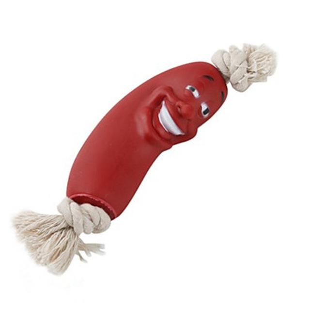 Sausage Squeaky Dog Toys Toys Pet Clever dark red