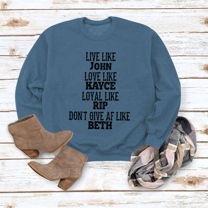 Blue sweater (black font) / S